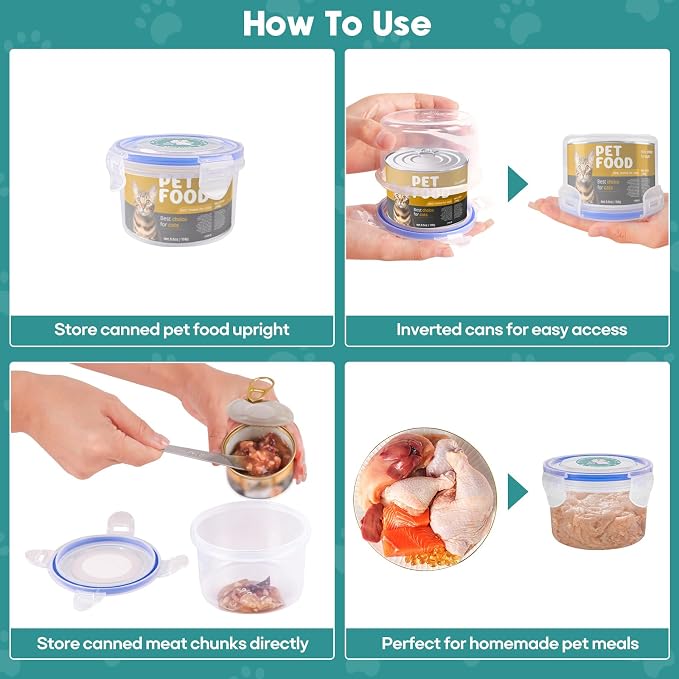 REFLYING Canned Cat Food Storage Lids, Reusable Airtight Can Cover Pet Food - Image 7