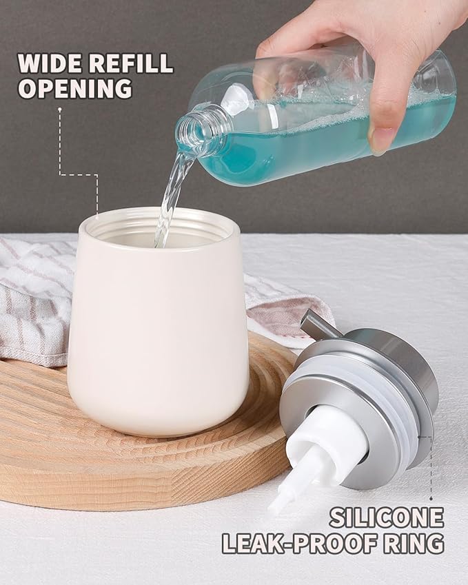 Bosilunlife Ceramic Foaming Soap Dispenser - 12Oz Bathroom Countertop Kitchen - Image 3