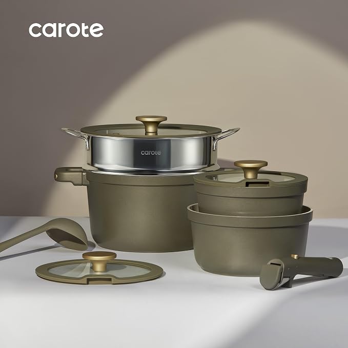 CAROTE Ceramic Saucepan Set 5.5QT/3QT/2QT，Nonstick Cooking Pots Set - Image 8