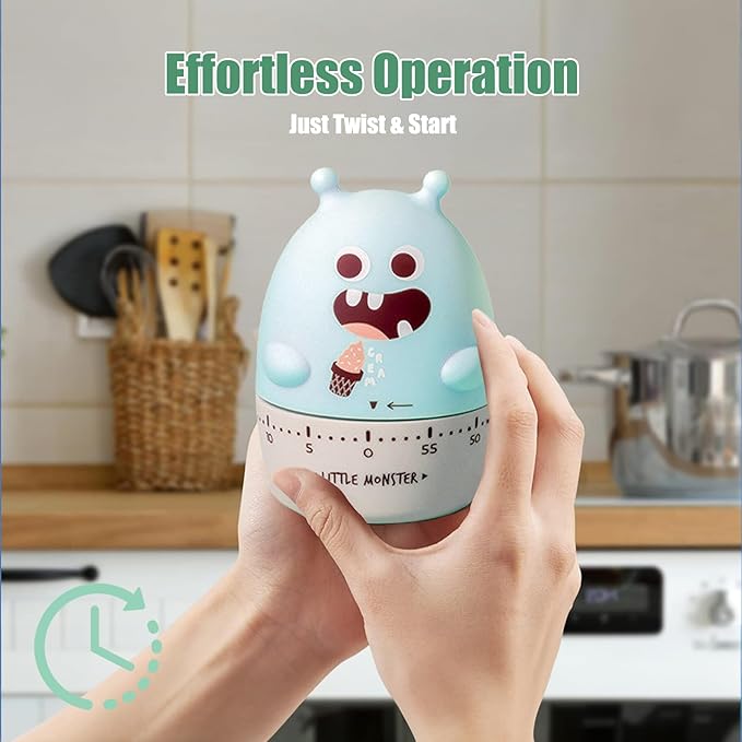 Quirky Creature Mechanical Kitchen Timer, Cute 60-Minute Manual Wind Up - Image 2