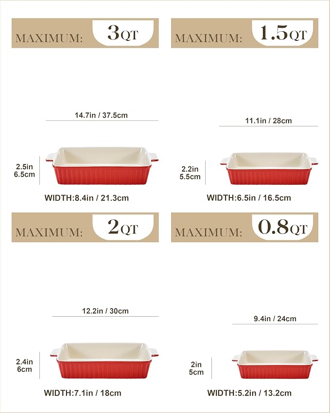 Bakeware Set of 4, MALACASA Porcelain Baking Pans Set - Image 2
