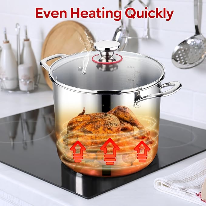 LIANYU 12 QT Stock Pot with Lid, 12 Quart Deep Tall Large Soup Pot - Image 6