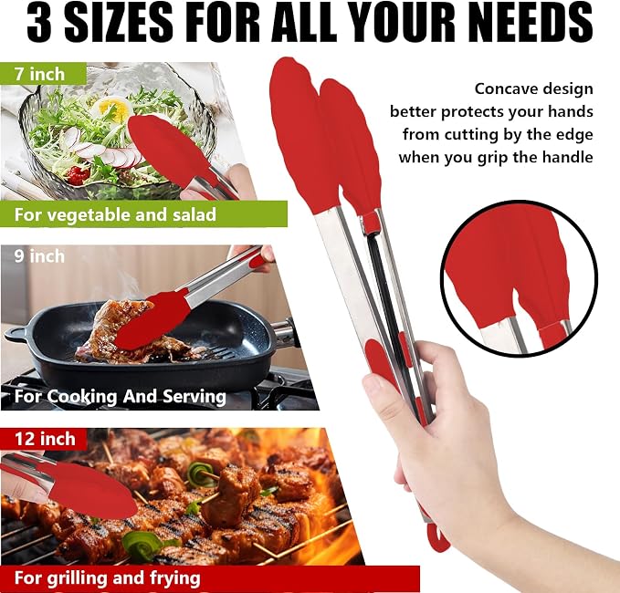 Kitchen Tongs with Silicone Tips, Kitchen Tongs, Cooking Tongs, Premium - Image 7