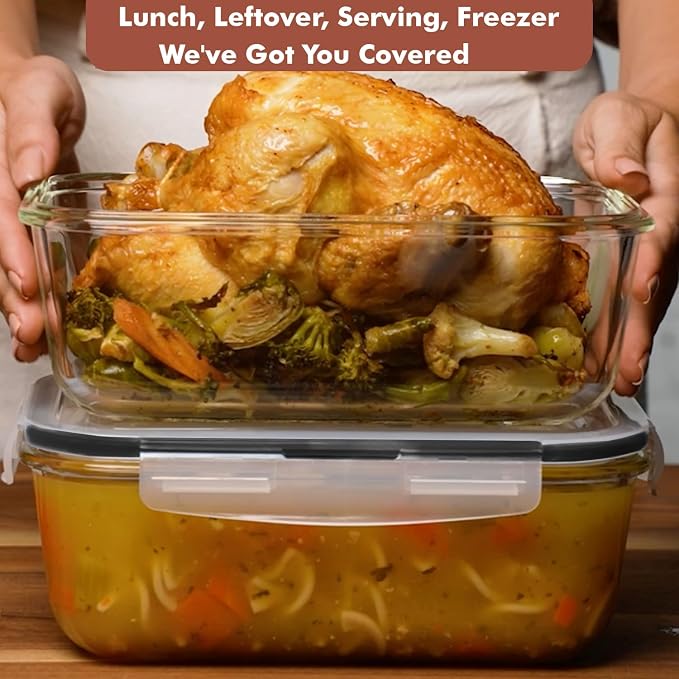 Razab 4 PC 1860ml / 63 Oz / 8 Cups Large Glass Food Storage Containers - Image 2