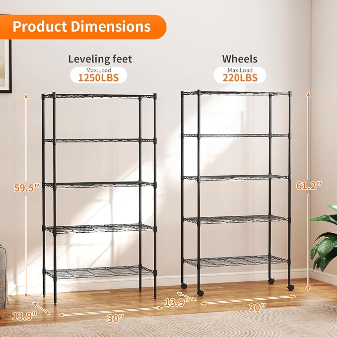 BestOffice | 5-Tier Wire Storage Shelves - Image 3