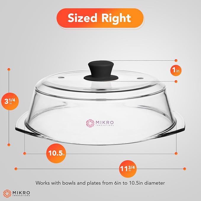 Tall Glass Microwave splatter cover | Sturdy clear 100% food safe BPA free - Image 3
