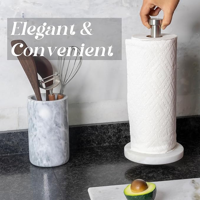 Koville African Genuine Marble Paper Towel Holder Countertop, - Image 8