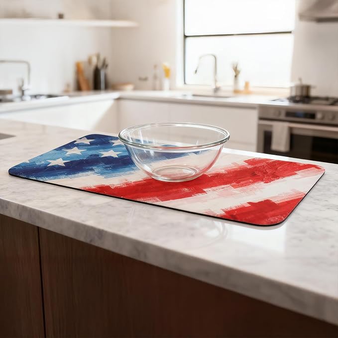 250 anniversary usa American Flag Dish Drying Mat: 12"x20" Patriotic Absorbent - Image 7