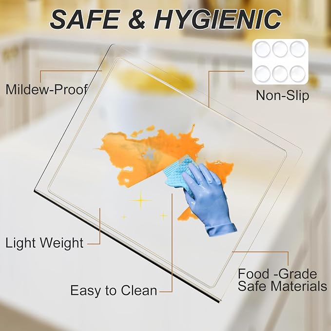 JJL Acrylic Cutting Board with Counter Lip, 24 x 18 Inches, Food-Grade - Image 2