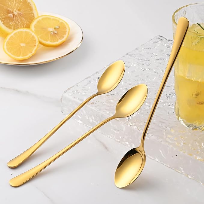 7.5 Inch Gold Iced Tea Spoons, Long Handle Stirring Spoon - Image 7