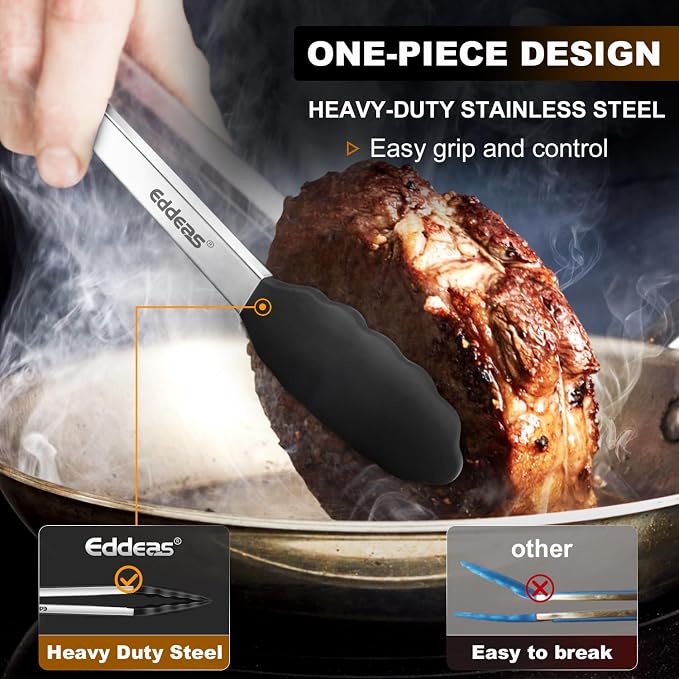 Kitchen Tongs with Silicone Tips, Heat Resistant 600 Degrees All Metal handle - Image 2