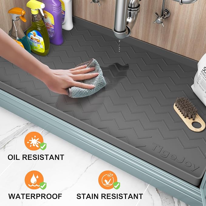 TigeJoy Under Sink Mat 28" x 22", Silicone Mats in Kitchen Bathroom Organizers - Image 2