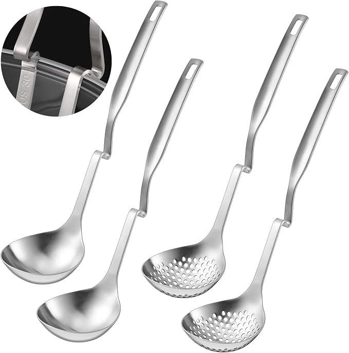 Patelai Hot Pot Slotted Ladle Set Stainless Steel Soup Ladle Strainer Scoops by Patelai