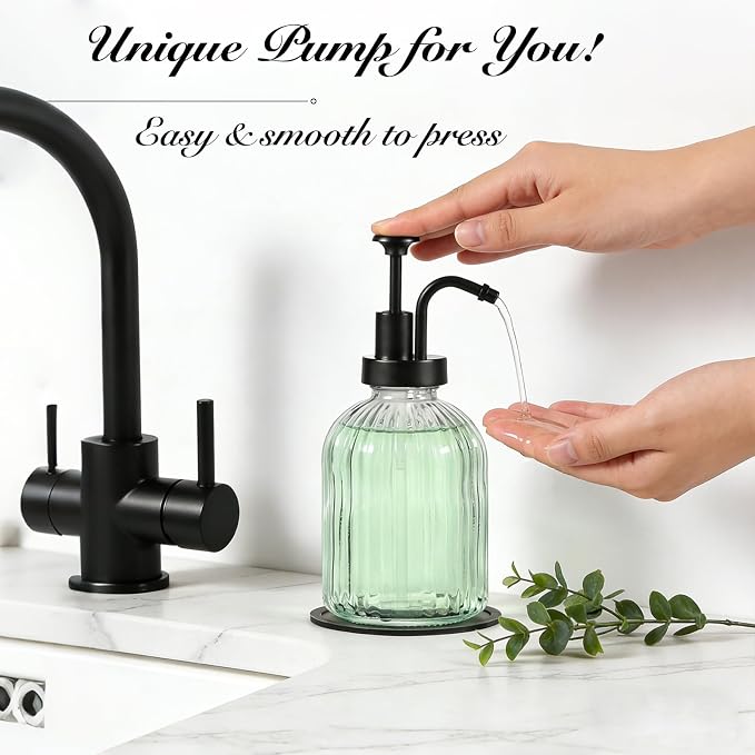 SheeChung Clear Glass Soap Dispenser, 12 Oz Liquid Hand Soap Dispenser - Image 4