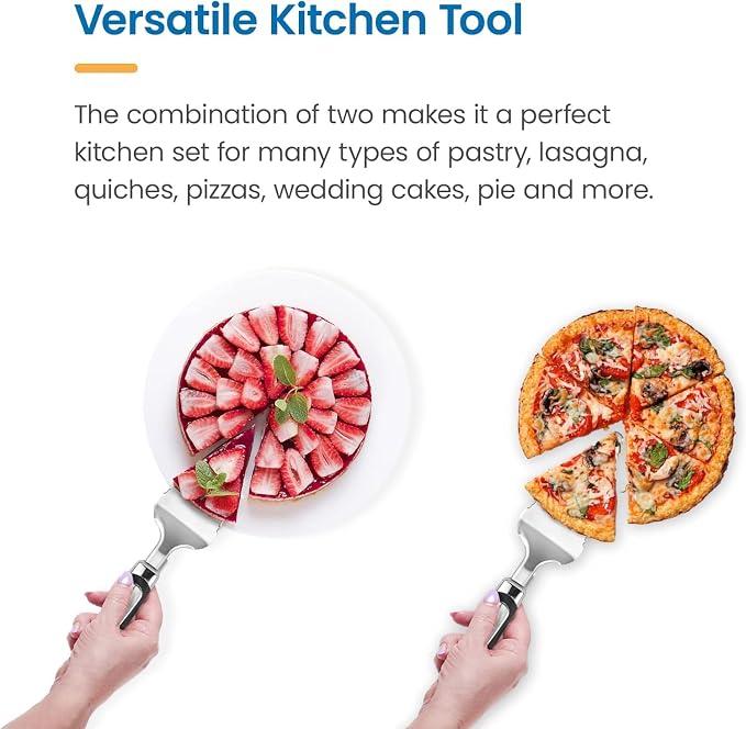 Pie Server Spatula and Cake Cutter Slicer, Stainless Steel Set - Image 2