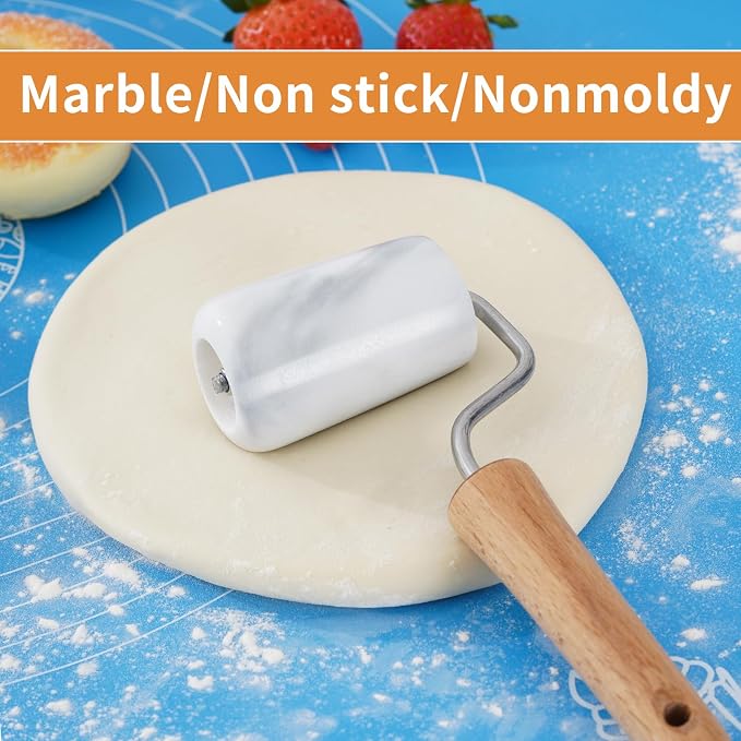 Tianman Small Marble Rolling Pin Pizza Roller, Marble Pastry Roller Non-Stick - Image 3