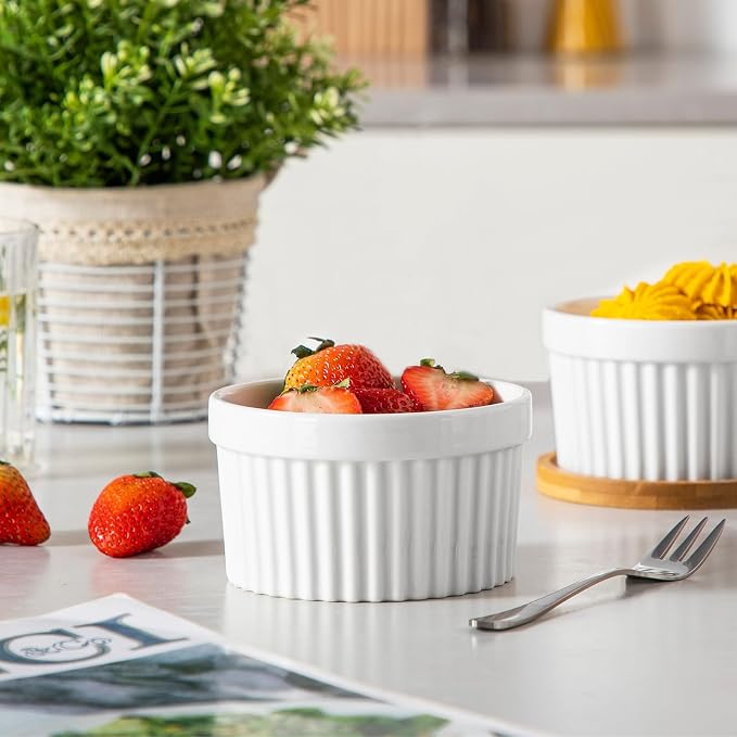 vancasso 10 oz Ramekins with Lid, Porcelain Creme Brulee Souffle Dishes - Image 9