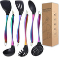 Kitchen Utensils Set, Large Non-stick Silicone Cooking Utensils Set 6 Pcs by QRU