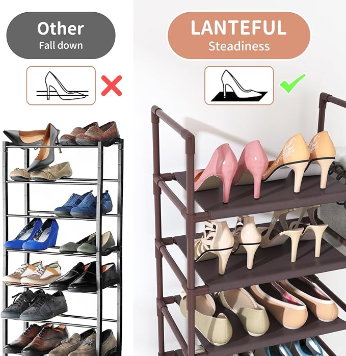LANTEFUL 10 Tiers Tall Shoe Rack 20-25 Pairs Boots Organizer Storage Sturdy - Image 6