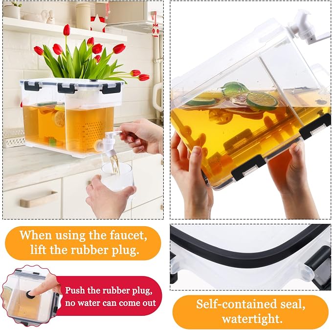 Breroa 3 Pieces 3.5 Liter Clear Beverage Dispenser - Image 4