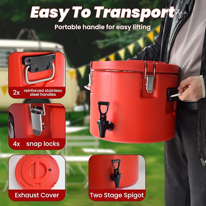20L/5Gal Insulated Beverage Dispenser, Ice & Hot Drink Dispenser - Image 6