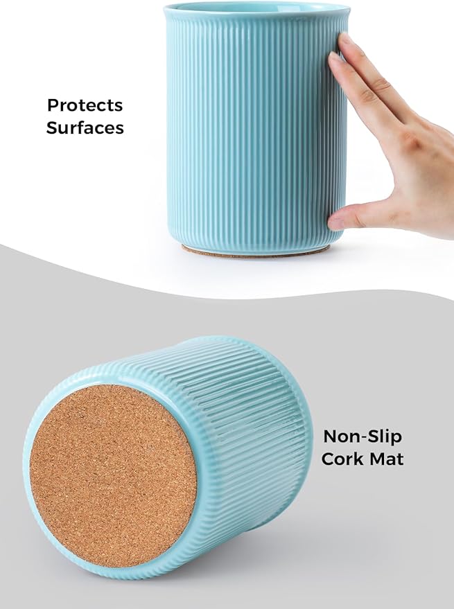 LoeJan Utensil Holder, Extra Large Utensil Crock, Stable Ceramic Utensil - Image 4