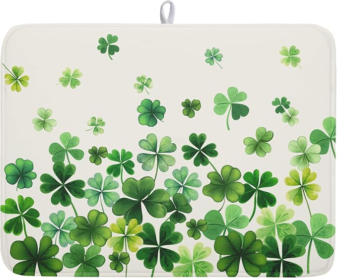 Happy St. Patrick's Day Dish Drying Mat by Kawani