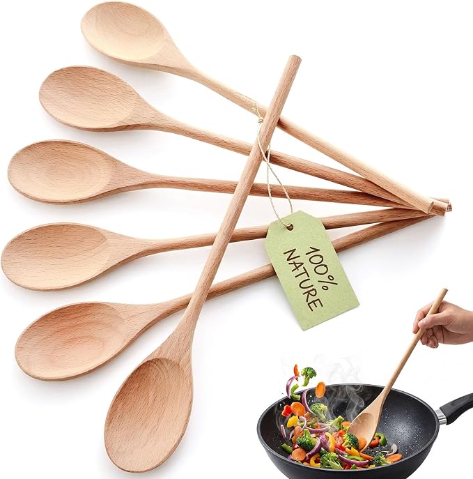 HANSGO 6PCS Wooden Spoons, 12 Inch Wooden Mixing Spoons Long Handle, Large Wood by HansGo