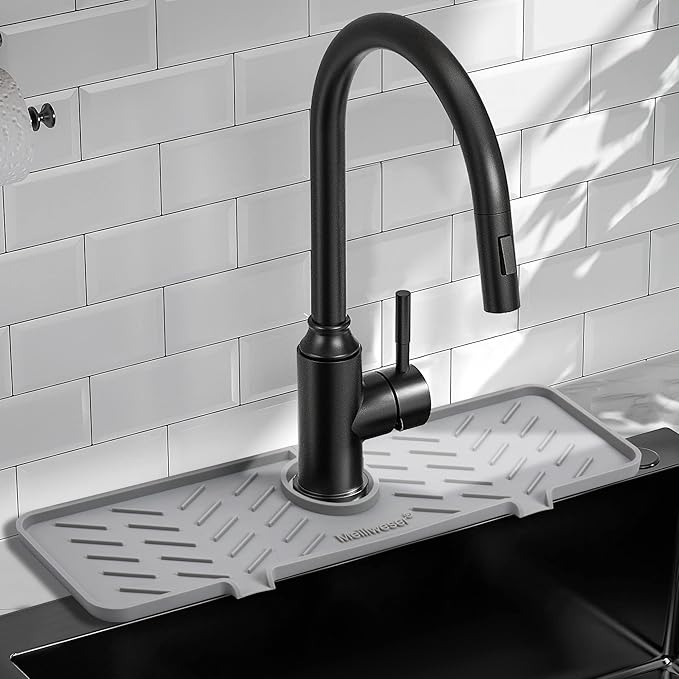 Silicone Faucet Mat for Kitchen Sink – Gen 2 Splash Guard by Meiliweser