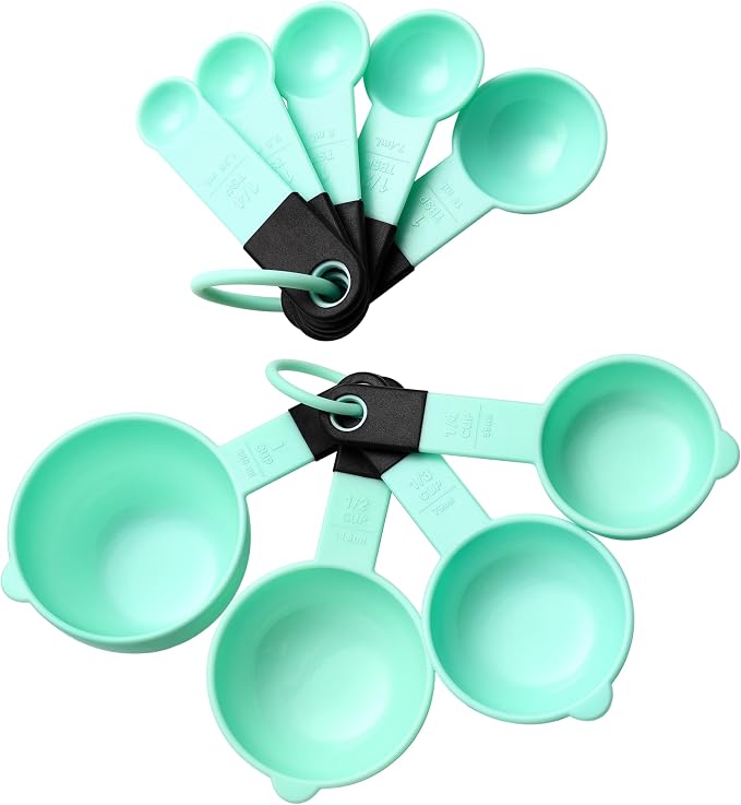 Spring Chef Mint Magnetic Measuring Cups and Spoons Set of 9, Stackable Plastic by SpringChef