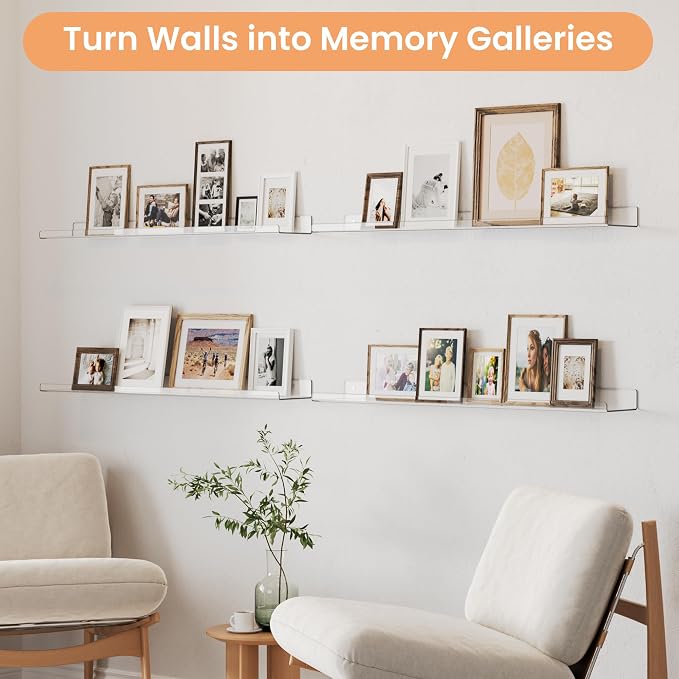 upsimples 2 Pack 35.5x5.5 Inches Acrylic Shelves - Image 9