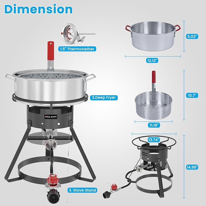 Fire Riot 10QT Outdoor Fish Fryer Kit – Heavy-Duty Aluminum Pot, 6.7QT Basket - Image 9
