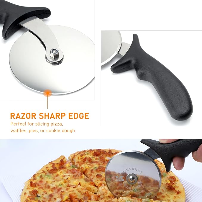 MSY BIGSUNNY Pro Pizza Cutter, Stainless Steel Pizza Cutter Wheel, - Image 4