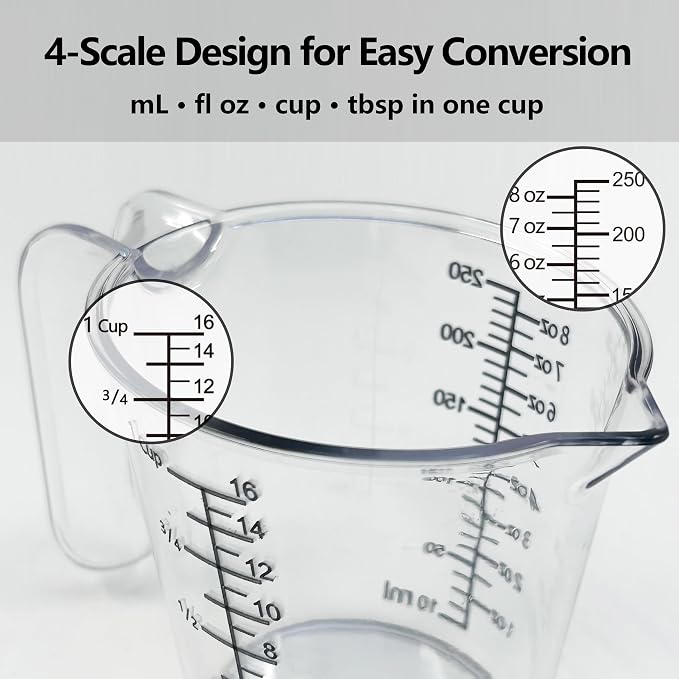 1 Cup Measuring Cup, Laser-Etched oz/cup/mL/Tbsp, Small Plastic Measuring Cup - Image 4