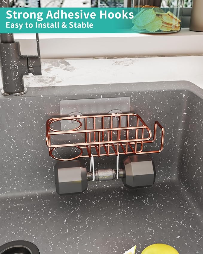 HapiRm Sponge Holder for Kitchen Sink, No Drill Kitchen Sink Caddy Organizer - Image 2