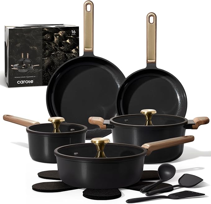CAROTE Ceramic Cookware Set Nonstick, Non-Toxic & PFAS-Free, Dishwasher by CAROTE