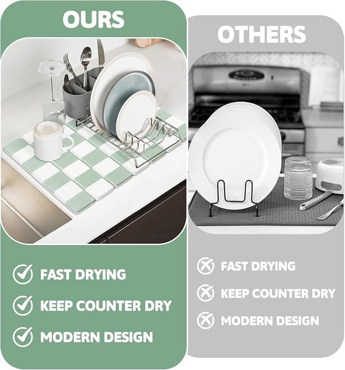Yamaziot Stone Drying Mat for Kitchen Counter, Quick-Dry Diatomaceous Earth Mat - Image 7