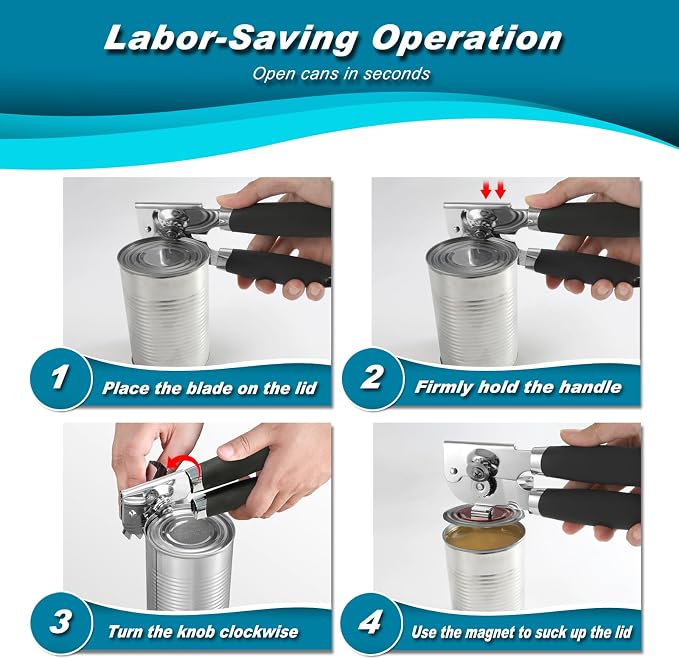 Can Opener Manual, Heavy Duty Handheld Can Opener - Image 4