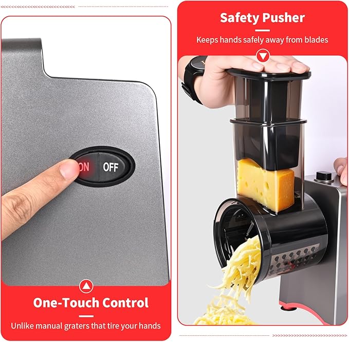 Electric Cheese Grater, 250W Electric Professional Salad Maker & Vegetable - Image 5