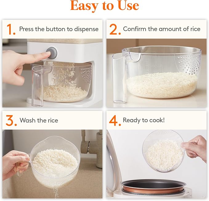 Lifewit Rice Dispenser 25 Lbs, Rice Storage Container Sealed Moisture Proof - Image 8