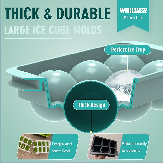WIBIMEN Large Ice Cube Molds, Big Round Whiskey Ice Cube Trays - Image 5