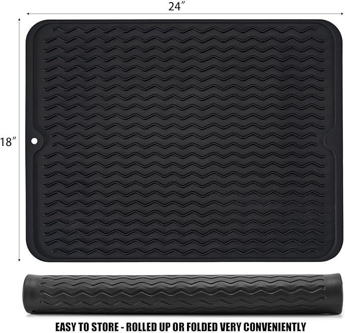 Large 24" x 18" Silicone Dish Drying Mat - Image 2