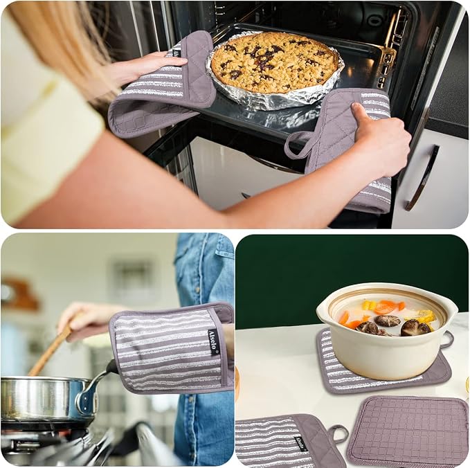 Alselo Silicone Pot Holders Set of 3 Heat Resistant & Non Slip Potholders - Image 5