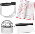 HULISEN Stainless Steel Biscuit Cutter Set, Silicone Mat, Pastry Scraper and by HULISEN