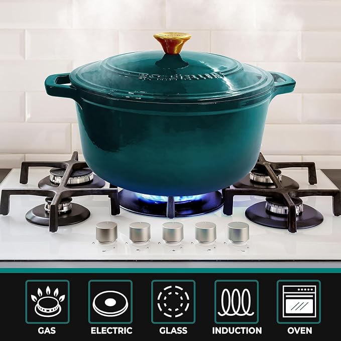 MUELLER HOME 7.5 QT Enameled Cast Iron Dutch Oven, Heavy-Duty Casserole Dish - Image 5