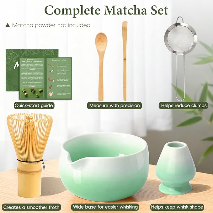 Matcha Whisk Set, Ceramic Matcha Set Includes Bowl & Holder, Bamboo Whisk - Image 2