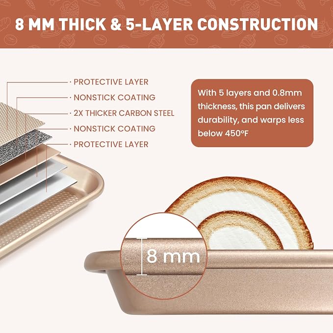 Baking Sheet with Wire Rack Set, 2 Sheet Pans with 2 Cooling Racks, Thickened - Image 3