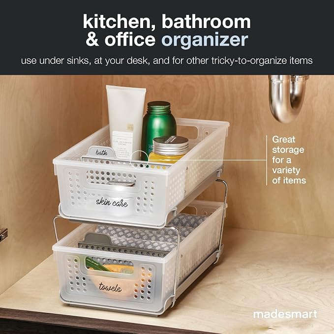 madesmart 2 Tier Bath Organizer, Undersink Storage - Image 5