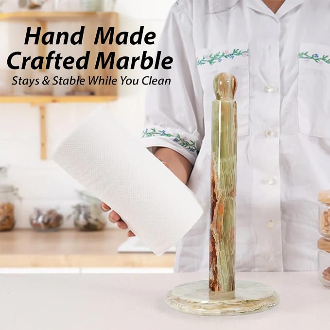 Handmade Green Onyx Paper Towel Holder – Unique Natural Stone Stand - Image 3