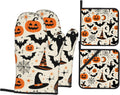 Halloween Pumpkin Bat Pattern Oven Gloves and Hot Pads Set - Heatproof